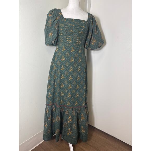 Anna Cate Dresses & Skirts - NWT Anna Cate Dark Green "Diamond Floral" Cotton Maxi Dress Sz XS